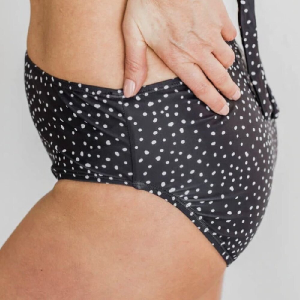 NWT Full Coverage Swim Bottoms Mack & Mal Black & White Polka Dot
